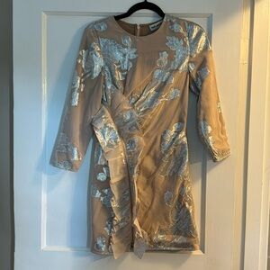 Self Portrait Nude and Metallic Dress